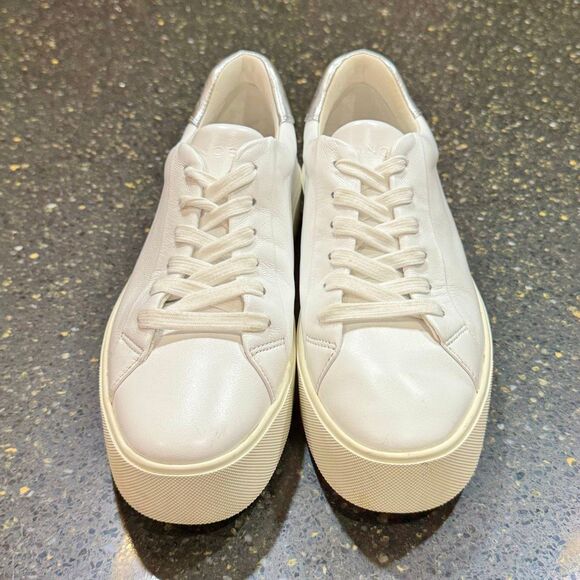 Vince Platform Leather Lace-Up Sneakers. White. 7.5 - Picture 2 of 9